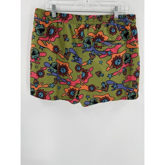 A-Lab Men's Large Skippy Trippy 3" Ins Board Shorts Mushroom Frogs Green Trunks - Picture 9 of 15